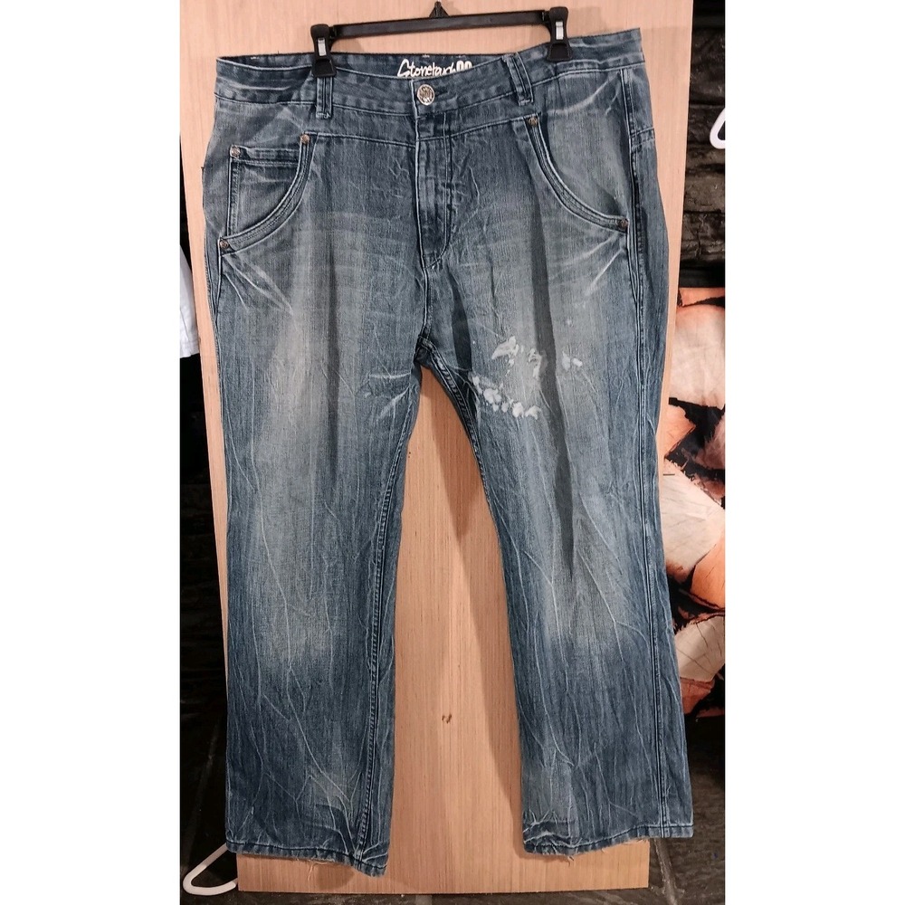 Stone Touch 99 Mens 40x32 ArtOf Denim Jeans Blue Distressed‎